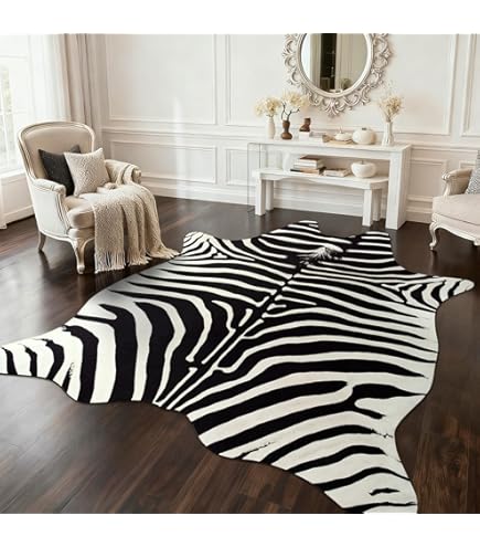 Amazon.com: jinchan Zebra Print Area Rug Faux Skin Cowhide Animal
